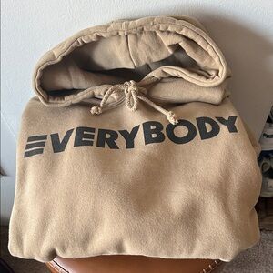 Logic Tan Hoodie with Black 'EVERYBODY' Print